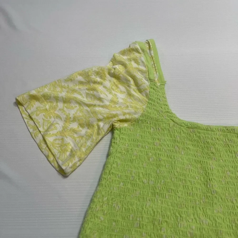 Free People Green Marigold Smocked Crop Top Size Small Medium See Measurements